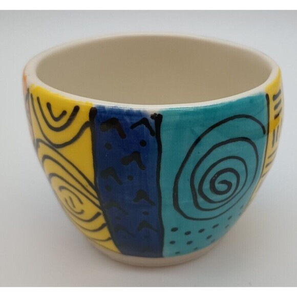 Abstract Art Cup Happy Smiling Face Color Black Color Full Patterns Wonky - Picture 3 of 10